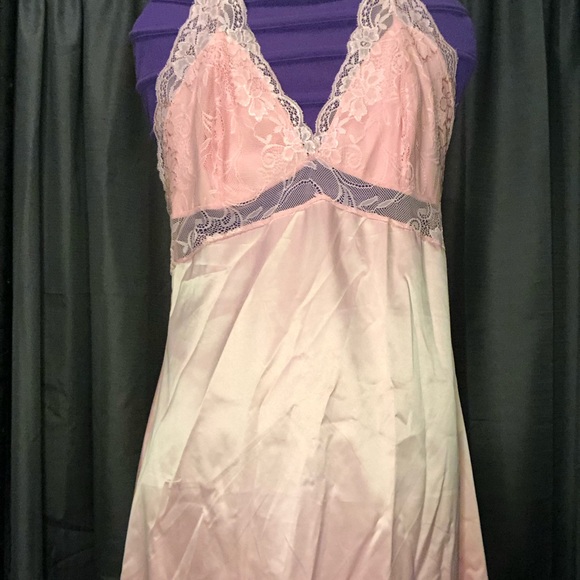 Zexxxy - Lace Trim Satin Nightgown - Pink - Picture 1 of 4